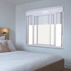 Janela de Aluminio Persiana Automatica 110V 200x120cm 2 Folhas Branco