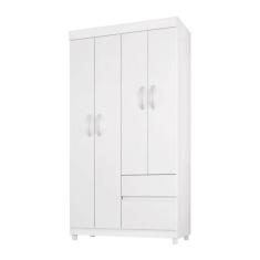 Guarda Roupa Solteiro Lótus 4 Portas E 2 Gavetas  Branco - Demóbile Branco