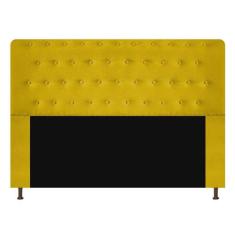 Cabeceira Estofada Brenda 195 cm King Size Com Botonê Suede Amarelo - 