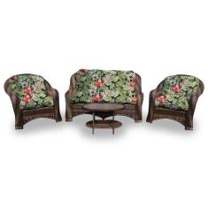 Conjunto de Sofá Fibra Sintética Melo - 1 Sofá 2 L + 2 Poltronas + 1 M