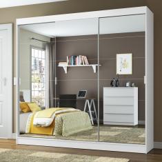Guarda-Roupa Veneza 3 Portas Correr de Espelho Branco Madesa