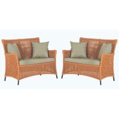 2 Sofás área Externa Igapó Alumínio Preta Corda Náutica E7 Terra Cota