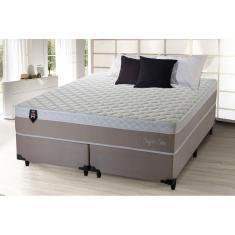 Conjunto Cama Box King Sheffield 193x203x65 Bege c/ Molas Ensacadas