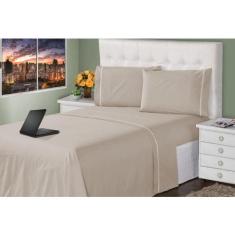Roupa de Cama Queen 400 Fios 3 Peças Ponto Palito Casa Dona, Marfim