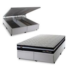 Conjunto Box Baú Durham Preto 193x203x67 c/ Molas Ensacadas - King Hou