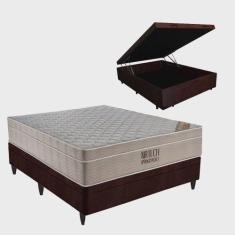 Cama Box com Baú Casal + Colchão de molas ensacadas Airtech SpringPock