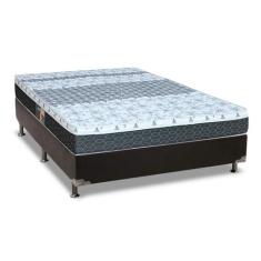 Cama Box Casal: Colchão Molas Bonnel Castor Class + Base CRC Suede Bla