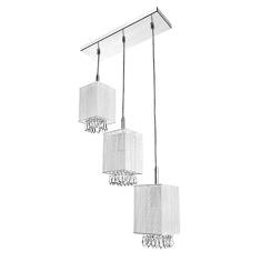 Lustre Pendente Cganza Triplo Quadrado Para Sala Branco