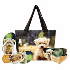 Kit Pet Feminino Cachorro com Bolsa, Necessaire e Chinelo, Magicc