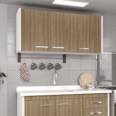 Armário Aéreo para Cozinha 3 Portas 1 Prateleira Valenza Nogal Sevilha