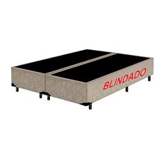 Base Box Casal Bipartido Blindado Suede Bege