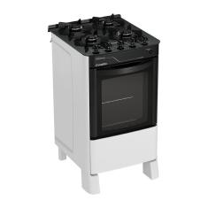 Fogão Esmaltec Pérola Glass 4 Bocas Branco Com Trempes De Ferro Fundido