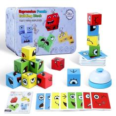 Jogo de quebra-cabeça de blocos Wooden Expression Matching MFJUNS Kids 3+