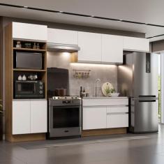Cozinha Completa Madesa Glamy 350001 com Armário e Balcão (sem Tampo e Pia) - Rustic/branco
