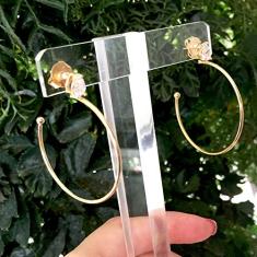 Brinco Vivid Argola Média Gota Cristal Folheado Ouro