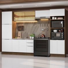 Armário de Cozinha Completa Stella 11 Portas 3 Gavetas em MDF 330cm Rustic para Ambiente Planejado