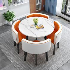Mesa de conferência de escritório Mesa de sala de reuniões pequena, mesa redonda de recepção de escritório Conjunto de mesa de jantar de cozinha simples 1 mesa 4 cadeiras Mesa de negociação