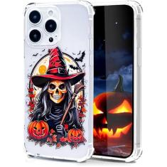 ExkatE Capa de telefone moderna de Halloween com estampa de morcego de abóbora para iPhone 15 Pro, capa de TPU transparente macia à prova de choque para meninos, meninas, adolescentes, homens e