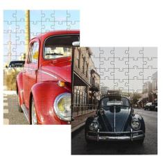 Kit 4 Quebra-Cabeças Atividades Fuscas Antigos 24 Peças - Coleção Tea