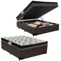 Cama Box Baú Casal Sintético + Colchão Ortobom Iso Dupla Face 60X138X1