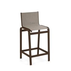 Banqueta Alta Bancada Alumínio Marrom Tela Mocca