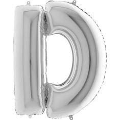 Balão Metalizado Prata Letra D - 1 Metro - Júpiter