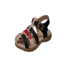 Sandália Papete Infantil Menino Bicolor Tiras Preta - Raniel Calçados,
