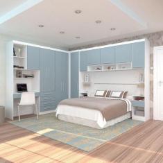 Quarto Casal Guarda Roupas Bancada Alpes Luciane Bran - LUCIANE MÓVEIS