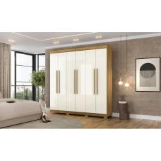 Guarda Roupa Elegance 6 Portas e 2 Gavetas Internas - Cor Nature Champanhe - Vila Rica