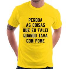 Camiseta Perdoa, eu tava com fome - Foca na Moda, Amarelo, G