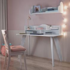 Escrivaninha com Prateleira de Parede Sofia Branco