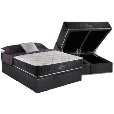 Cama Box Baú King: Colchão Molas Anjos MasterPocket Ensacadas Fort Flex + Base crc Suede Cinza(193x203)