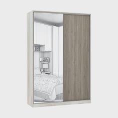 Guarda-Roupa Solteiro Luciane 2 Portas de Correr 3 Gavetas Prime Plus 159 cm Alumínio com Espelho Luciane Móveis