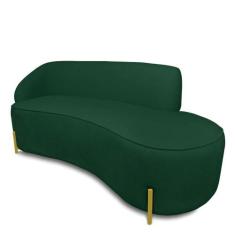 Sofá 3 Lugares Orgânico 180cm Pé Dourado Morgan Bouclê Verde D03 - D'r