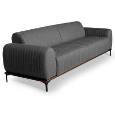 Sofá 150cm 2 Lugares Pés Preto Molino C-416 Linho Cinza