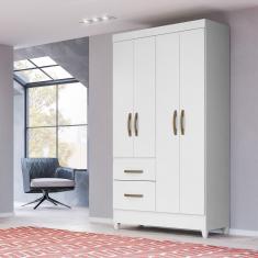 Guarda Roupa Solteiro 4 Portas 2 Gavetas Branco / Rosa / Azul / Lilas Flex Madri - Moval