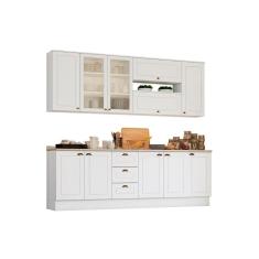 Kit De Cozinha Modulada 10 Peças Americana (4 Aéreos + 3 Balcões + 3 Tampos) Cz266 Branco