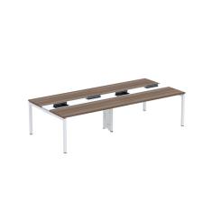 Mesa De Plataforma Dupla Para 4 Pessoas Corporativa 150x140/4p Pdc15/14/4p Walnut/branco