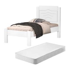 Cama Solteiro Jade Branco Com Colchão