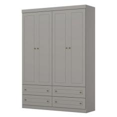 Guarda Roupa Infantil Americano 4 Portas Cinza  Henn
