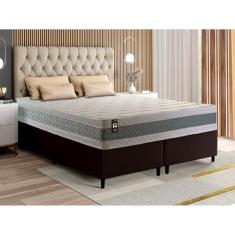 Conjunto Cama Box Espuma Oxford Verde King 193x203x67