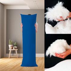 Travesseiro de Corpo Algodão Fibra Plumada   Capa Protetora 137x42cm Casa Dona