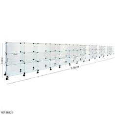 Balcão de Atendimento Modulado em Vidro com Rodízios - 7,00 x 1,00 x 0,40