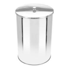 Lixeira Office Redonda Com Tampa Em Aço Inox 5 Litros