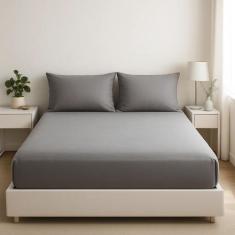 Lençol Casal Queen MALHA GEL + FRONHAS - JGM, CINZA