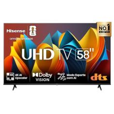 Hisense Smart TV UHD 4K DLED 58" Polegadas 58A6K com HDR10+ Dolby Vision Game Mode Controle por Voz Alexa Built-In AirPlay