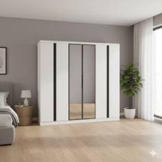 Guarda-Roupa Casal Bartira Monte Rei 6 Portas de Bater com Espelho 6 Gavetas Internas MDP - 238cm de Largura