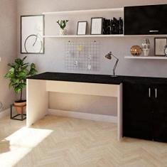 Mesa Reta Corp 25mm 160cm Bramov Móveis Branco/preto