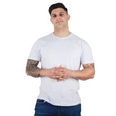 Camisetas Básica Lisa Masculina Manga Curta Algodão Slim Fit Cor:Branco;Tamanho:G