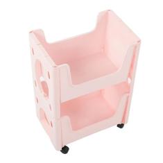 Prateleira de Armazenamento Móvel, Carrinho de Armazenamento Espesso de Plástico, Grande Capacidade, Rodízios Com Fechadura, Multifuncionais para Brinquedos (Rosa)